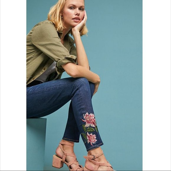 Jen7 by 7 For All Mankind Embroidered  Ankle Jeans - Picture 3 of 11